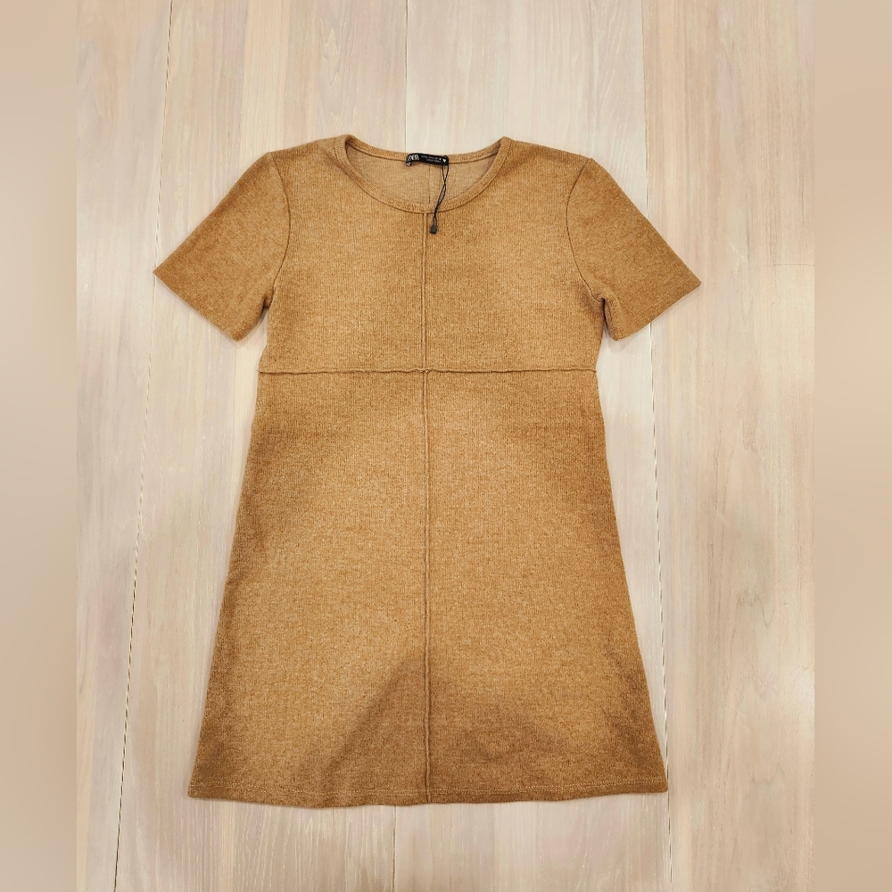 Zara womens tan colored wool dress S